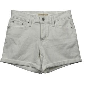 Levis Shorts Womens 28 White Stretch‎ Mid Rise Mid Length Denim Jean